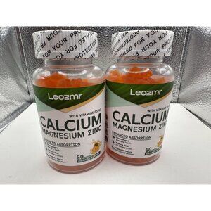 Leozmr Calcium Magnesium Zinc 60 Gummies Orange 8/2026 Pack of 2